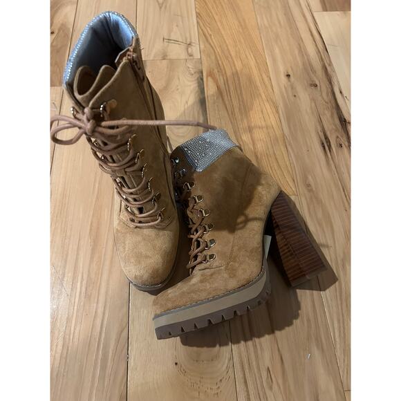 Madden Girl Train High Heel Boot Tan Size 8.5 Steve Madden - Picture 3 of 6